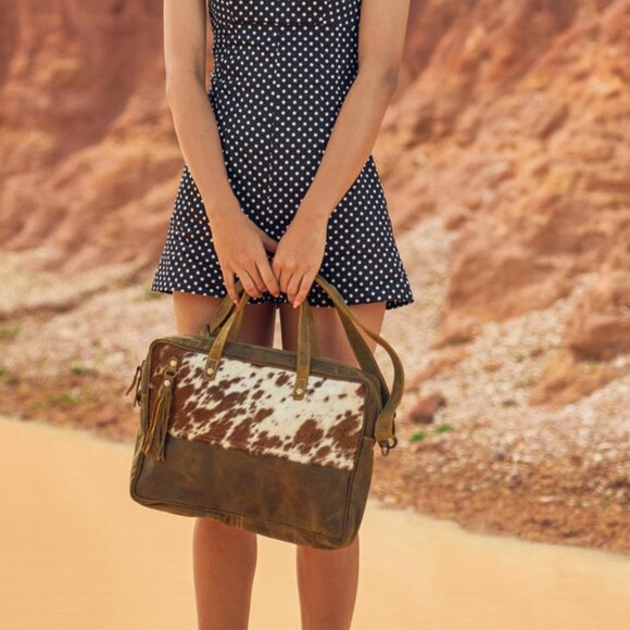 Myra Bag Laptop Bag Leather and Cowhide NWT - Picture 2 of 9